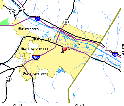 Utica NY Street Map - New York State NYS