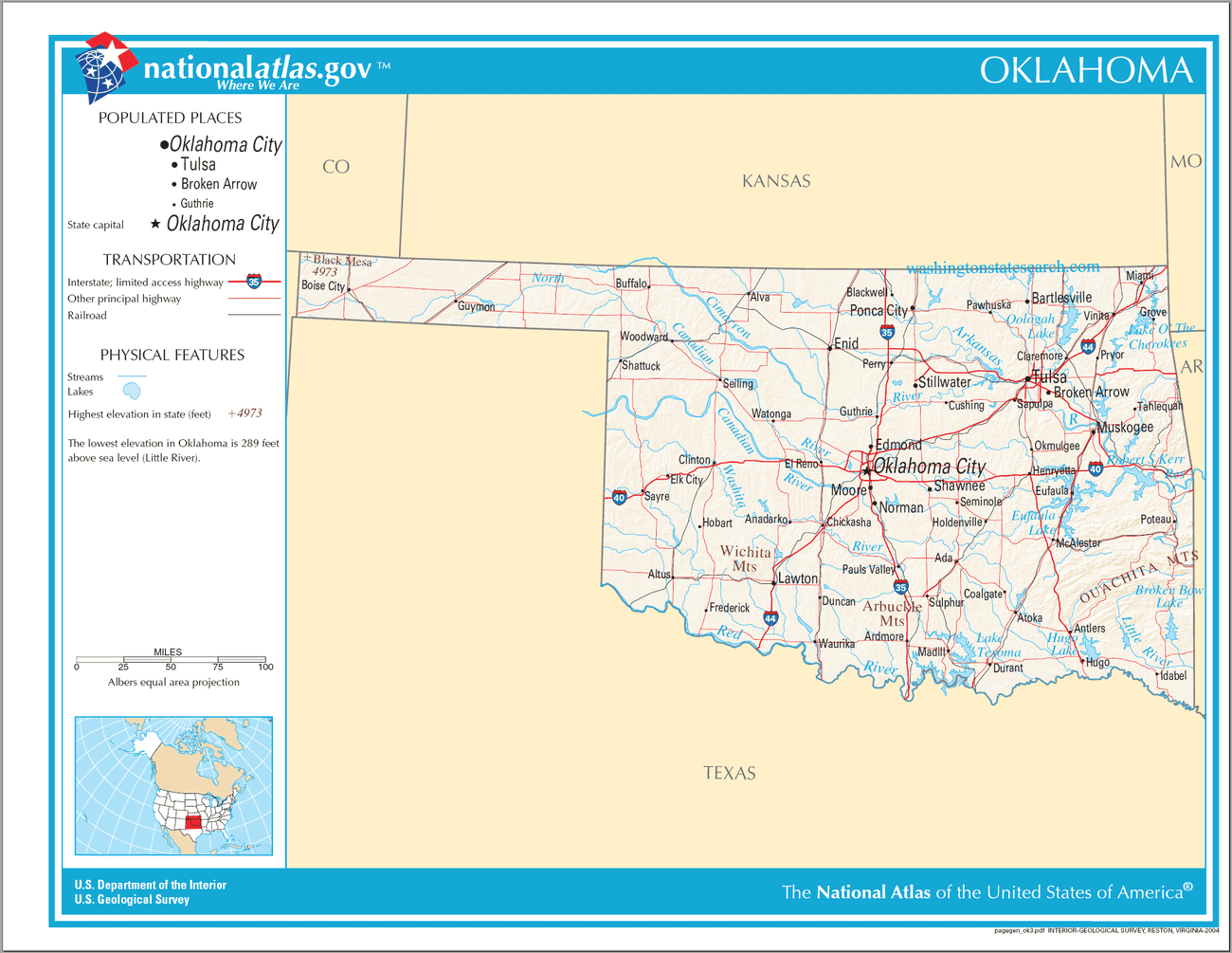 Map of Oklahoma State.