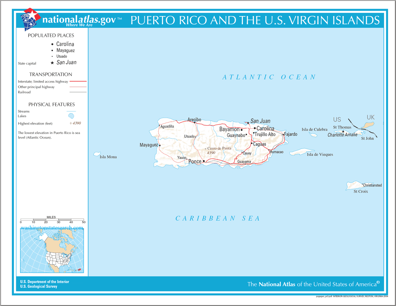 Map of Puerto Rico State.