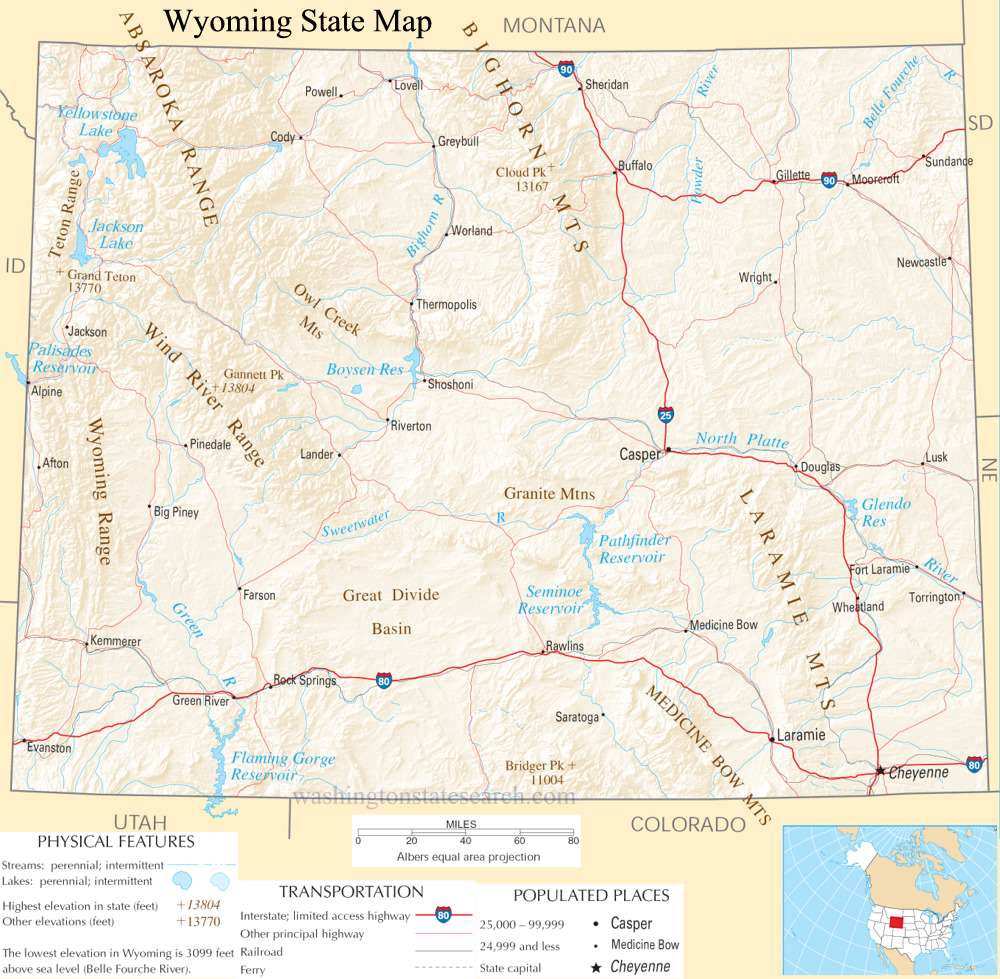 A large detailed map of Wyoming State.