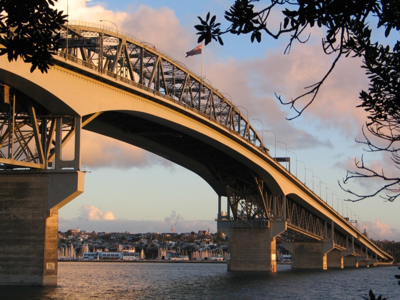 Auckland New Zealand Harbour Bridge from North Shore City