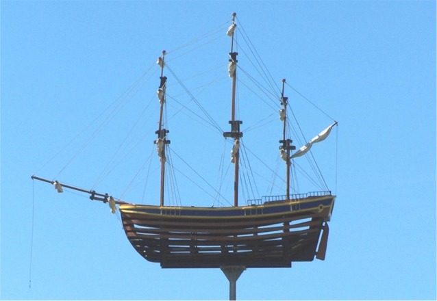 Model of Captain Cooks ship The Endeavor on Gladstone Road Gisborne