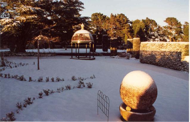A cupola in the grounds of Larnach Castle in winter