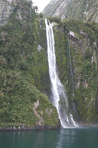 A waterfall at Milford Sound New Zealand