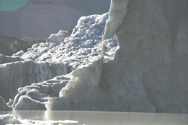Ice at the Tasman Glacier in New Zealand