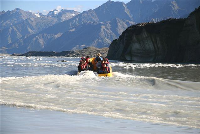 Tourists Approaching Ice on the Tasman Glacier Lake